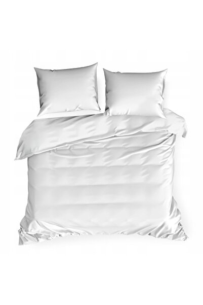 NO BRAND Lenjerie de pat 160x200 Satin Microfibră netedă albă