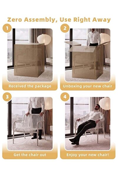 Arabest Set of 2 Wide-Seat Resin Armchair, Indoor & Outdoor Balcony Chair, St...