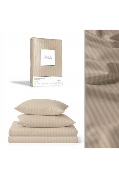 NO BRAND Adamaszek 220x200 Set de lenjerie de pat premium din satin uni cu du...