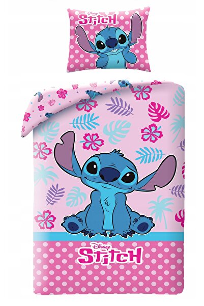 Halantex Lenjerie de pat bumbac 140x200 Lilo și Stitch roz pentru tineret