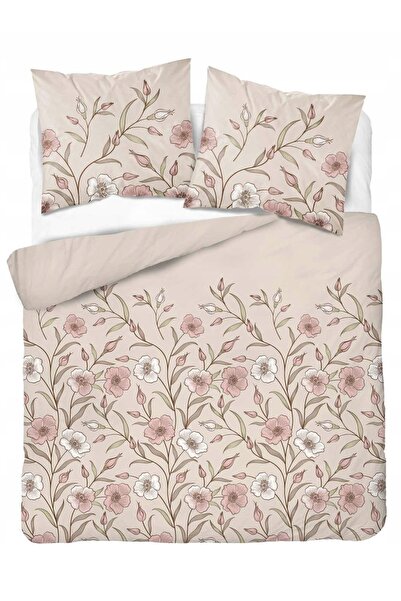 Detexpol Lenjerie de pat din flanelă 160x200 Flori bej