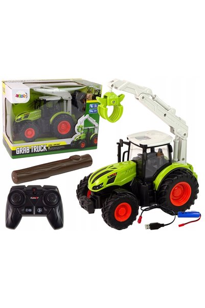 LeanToys TRACTOR CU TELECOMANDĂ ȘI GRIPE DE LEMN