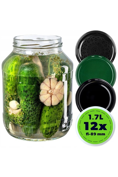 KADAX 12x Borcan 1,7L + Capac pentru sos de castraveți