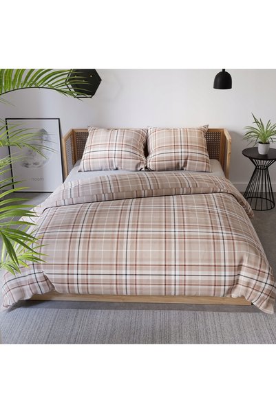 Markizeta Set lenjerie de pat din bumbac satinat 220x200 Savana Lattice Bej
