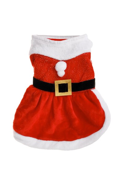 DD SHOP Rochie de Craciun cu Curea & Pompon pentru Caine - Haine Animale Comp...