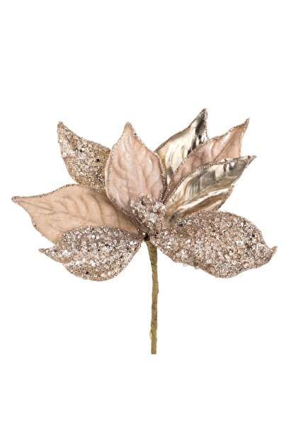 DD SHOP Floare de Craciun Bej Catifelata cu Margele Transparente Glitter Bej ...