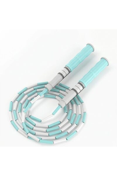 TERRIFI Beaded Adjustable Jump Rope Blue 2.2 m Skipping Adults Kids Freestyle...