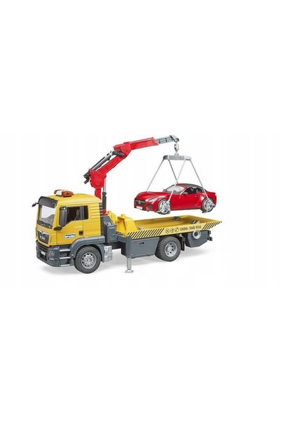 Bruder Asistență rutieră Scania cu mașina roșie