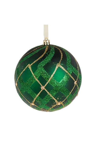 DD SHOP Ornament Brad de Craciun Glob Verde cu Glitter & Strass Ø10cm