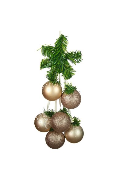 DD SHOP Ghirlanda Decorativa de Craciun cu 6 Globuri Bej Mat Glitter 30cm