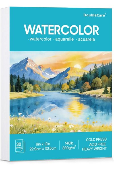 DoubleCare ورق ألوان مائية مقاس 9 × 12 بوصة، 140bl/300gsm، 30 ورقة للرسم بالأ...