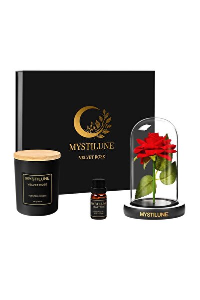 OEM Set cadou trandafir etern sub cupola de sticla cu lumanare parfumata si u...