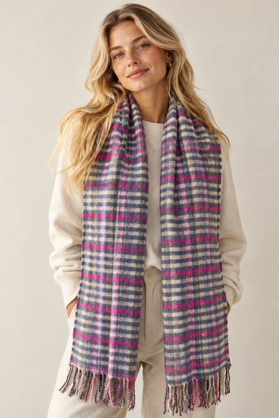 Şirin Giyim Aksesuar Tasseled Scarf Soft Textured Colorful Fleece - Soft Shaw...
