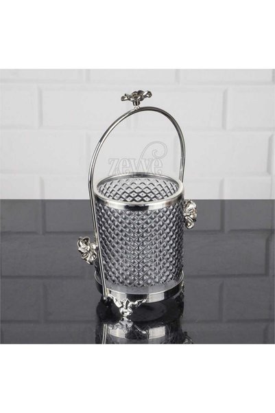 FAIR HOME Spoon Holder for Countertop with Metal and Glass, Silver – Ruby Model