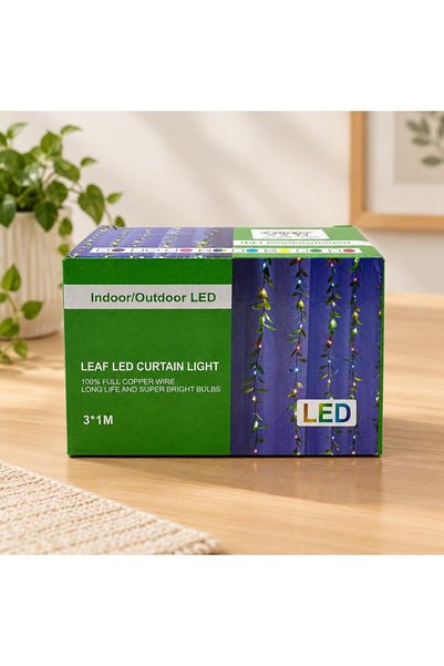 Ethab Ticaret Glb-Stl41414 3X1 Green Boxed Ivy Curtain Led