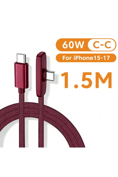Choice كابل USB إلى Type C أحمر اللون بطول 1.5 متر وقدرة 100 واط للشحن السريع...
