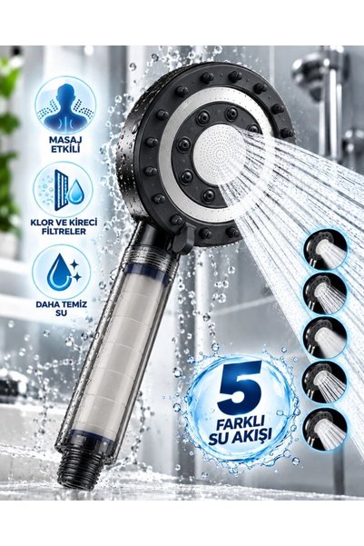 Ethab Ticaret Glb-Stl41414 Massage Effect Filtered Shower Head with 5 Functio...