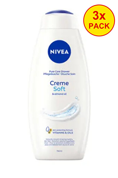 NIVEA 3x Πακέτο Αφρόλουτρο Τζελ Κρεμώδες με Έλαιο Αμυγδάλου & Ήπιο Άρωμα 750ml