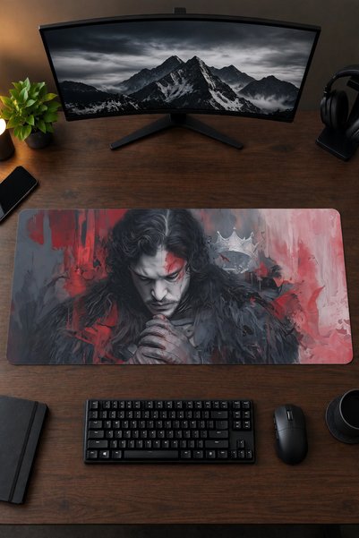 Jon Snow Game Of Thrones 40x90 Gaming Oyuncu Mouse Pad Kaymaz Kauçuk Taban Büyük Boy Klavye Fare Altlığı Mousepad