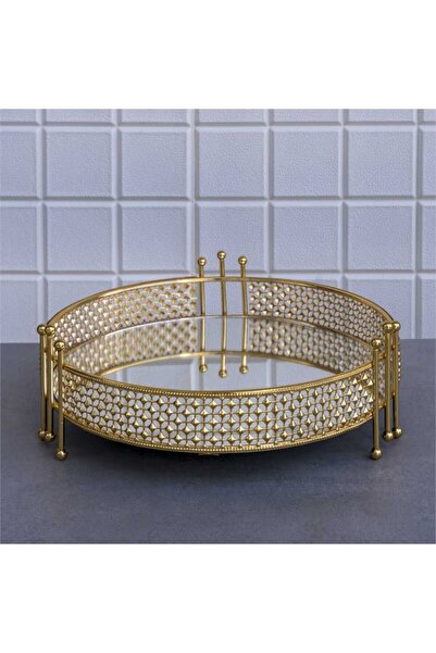 FAIR HOME Aynalı Tepsi Dekoratif Sunum Tepsisi Orta Boy Yuvarlak Gold 30 cm –...
