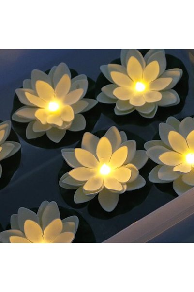 EXCEFORE Floating Lotus Lights, Water Activated Warm White Pool Flower Lamps,...