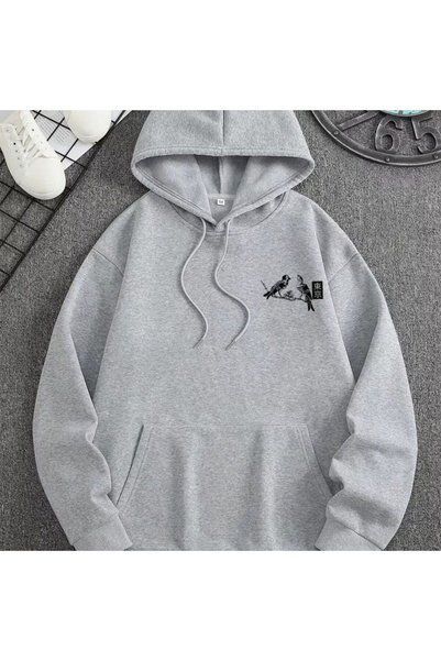 bellanova Unisex Gray Hooded Oversize Sweatshirt Comfortable Fit Cotton with ...