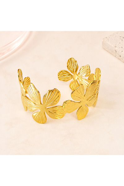 BLOOMY Statement Gold Bracelet Collection - Golden Blossom Cuff Bracelet