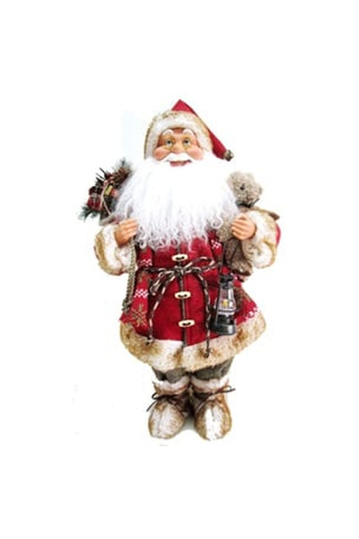 OEM Figurina Decorativa Mos Craciun cu Felinar & Ursulet 45cm