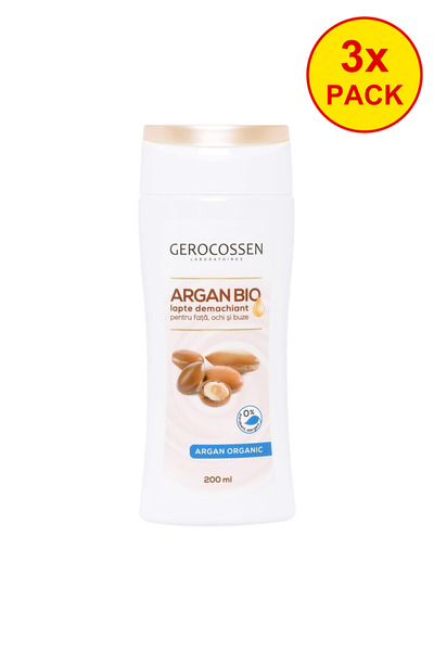 GEROCOSSEN Pachet de 3 Lapte Demachiant Bio cu Ulei de Argan pentru Față, Och...