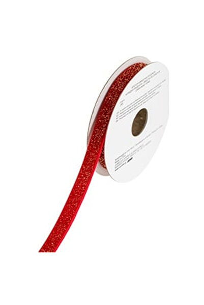 OEM Red Velvet Decorative Ribbon with Christmas Glitter 5mx9mm