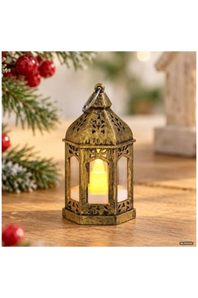 OEM !MINI LANTERN 9X4.5CM HEXAGON BRONZE