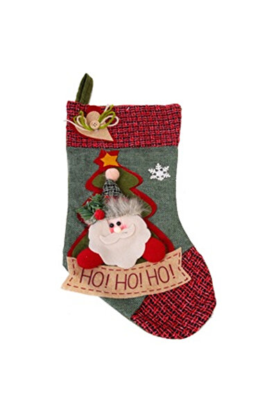 OEM Decorative Santa Claus Boot 3D Green Red 40cm