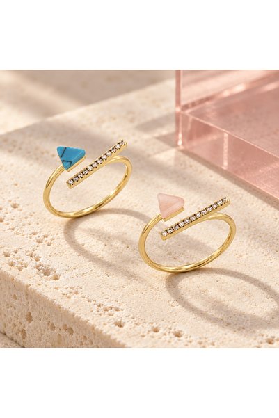 BLOOMY Astra Prism Open Ring - Turquoise Blue