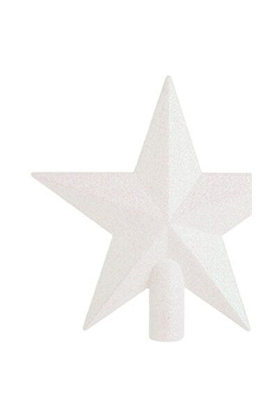 OEM 3D White Iridescent Star Christmas Tree Top with Glitter 20cm