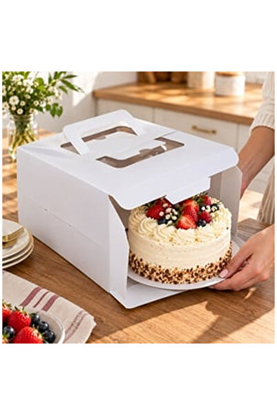 OEM Cardboard Cake Box with Handle 25x25x15cm