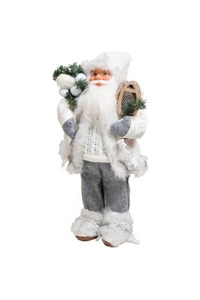 OEM Figurina Decorativa Mos Craciun Alb cu Felinar 45cm