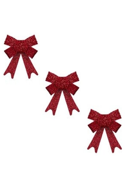 OEM Fundite Decorative de Craciun Rosii cu Glitter 14cm - 3buc