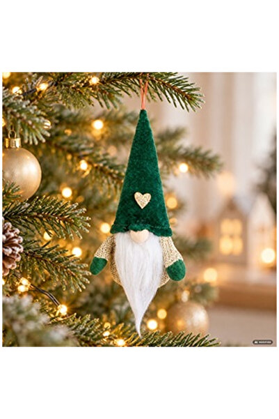 OEM ORNAMENT. GNOME GREEN HAT-HEART16CM