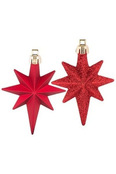 OEM Set Ornamente de Craciun Stele Rosii Mat Glitter 8cm - 16buc