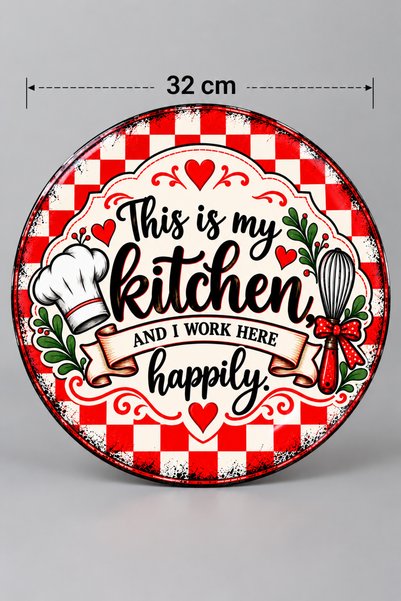 GÖKÇEOĞLU Glass Cutting Board Kitchen Themed - Glass Cutting Board |   Diameter 32 cm