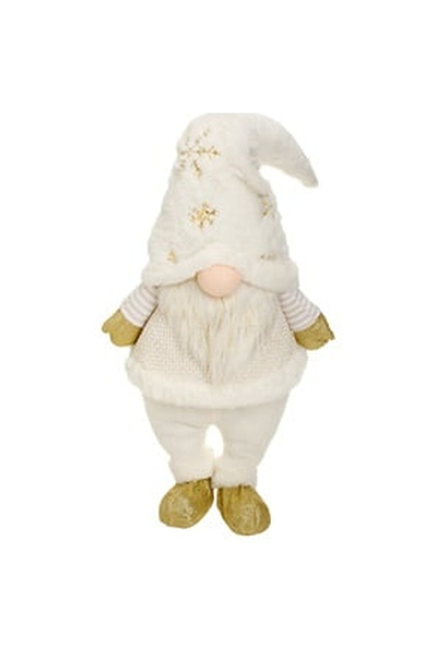 OEM Decorative Christmas Gnome Figurine with Ecru Coat & Gold Details 70cm