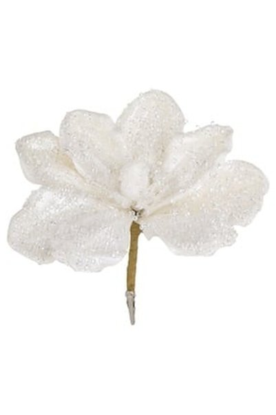 OEM Floare Decorativa de Craciun Alba cu Margele Transparente & Glitter Alb C...