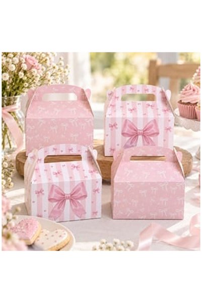 OEM Set 4 Cutii din Carton pentru Dulciuri Roz cu Fundite 16x9,5x15cm