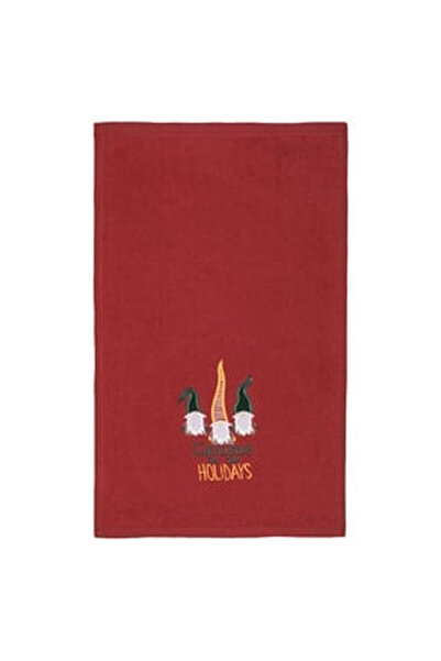 OEM Prosop de Maini din Bumbac Rosu cu Model de Craciun Gnome Brodat 50x30cm