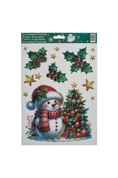 OEM Decorative Christmas Stickers Tree with Snowman 20x30cm