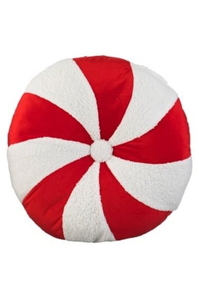 OEM Round Christmas Decorative Pillow White Red Candy Ø40cm