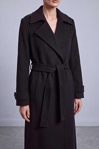 Puane Women's Cuff Detailed Belted Long Coat 15272