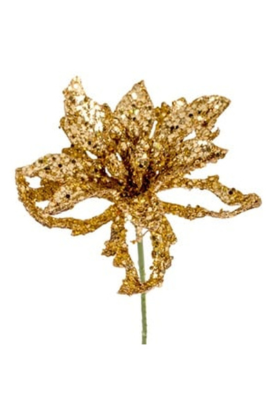 OEM Decorative Christmas Flower Gold 15.5cm