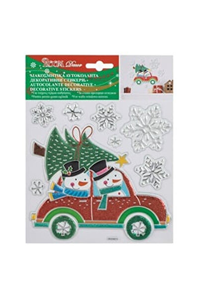 OEM Autocolante Decorative de Craciun Masina Om de Zapada Brad Fulgi 18x23cm