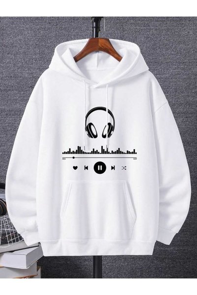 bellanova Unisex White Hooded Oversize Sweatshirt Comfortable Fit Cotton with...
